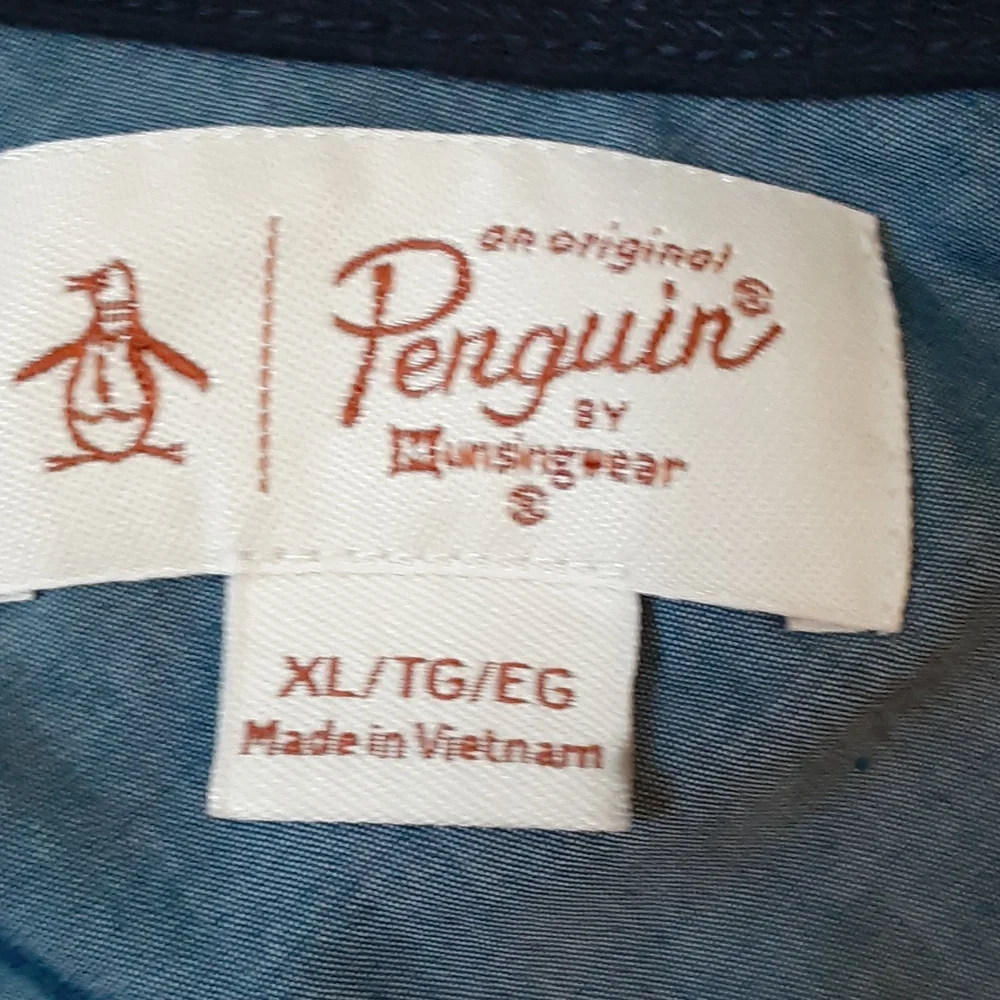 Penguin short sleeve blue and white striped shirt ,xl - Picture 3 of 9